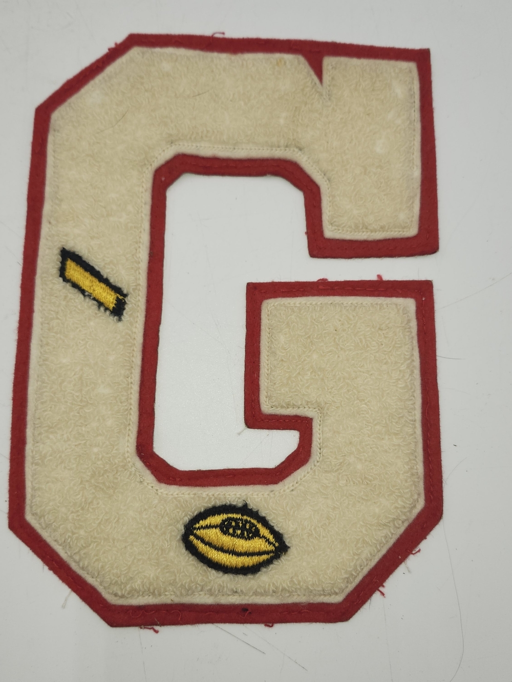 Cream Red Letter Patch Varsity School Letterman Chenille Patch